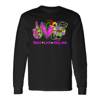 Peace Love King Cake Mardi Gras Festival Party Costume V9 Long Sleeve T-Shirt - Seseable