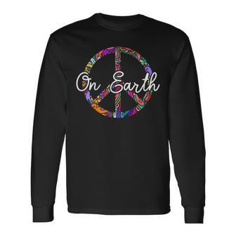 Peace On Earth Peace Symbol Sign Hippie World Love Pacifist Men Women Long Sleeve T-shirt Graphic Print Unisex - Seseable