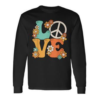 Peace Sign Love 60S 70S Costume Groovy Hippie Theme Party V2 Long Sleeve T-Shirt T-Shirt | Mazezy