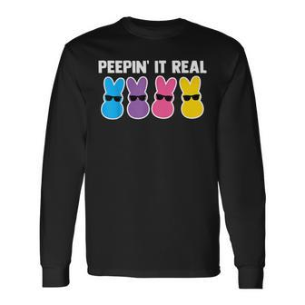 Peepin It Real Bunny Candy Egg Hunt Happy Easter Long Sleeve T-Shirt T-Shirt | Mazezy