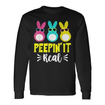 Peepin It Real Happy Easter Bunny Egg Hunt Long Sleeve T-Shirt T-Shirt | Mazezy