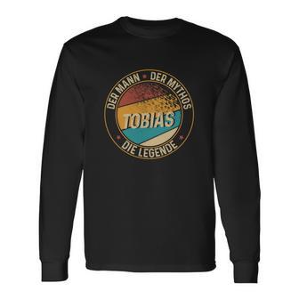 Personalisiertes Langarmshirts Tobias: Der Mann, Mythos, Legende in Schwarz - Seseable