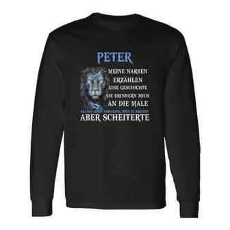 Peter Löwenkraft Motivations-Langarmshirts, Narben Geschichten Spruch Tee - Seseable