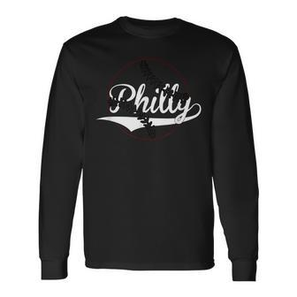Philly Vintage Baseball Lovers Baseball Fans Long Sleeve T-Shirt - Seseable