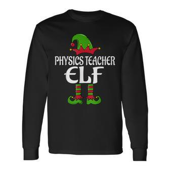 Physics Teacher Elf Funny Matching Family Christmas Pajamas Men Women Long Sleeve T-shirt Graphic Print Unisex - Seseable