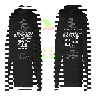 Physics Teacher Elf Funny Matching Family Christmas Pajamas Men Women Long Sleeve T-shirt Graphic Print Unisex - Seseable