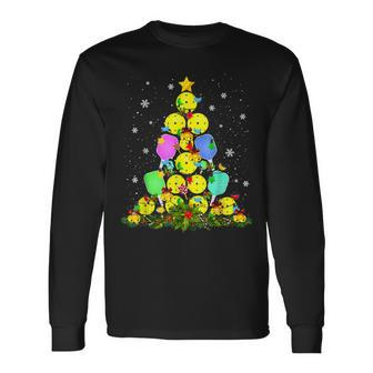 Pickleball Christmas Tree Santa Pickleball X Mas Lights 2022 Men Women Long Sleeve T-shirt Graphic Print Unisex - Seseable