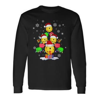 Pickleball Lover Christmas Tree Lights Santa Pickleball Xmas Men Women Long Sleeve T-shirt Graphic Print Unisex - Seseable