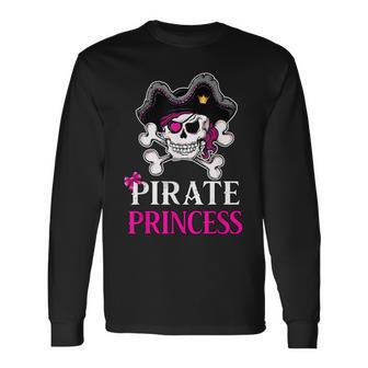 Pirate Princess Crossbones Jolly Roger Flag Long Sleeve T-Shirt T-Shirt | Mazezy