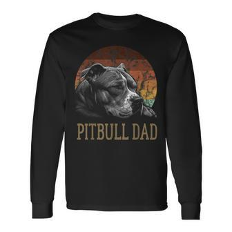 Pitbull Dad Vintage Pit Bull Dog Father Lover Long Sleeve T-Shirt T-Shirt | Mazezy