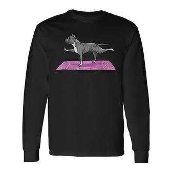 Pitbull Doing Yoga Funny Pitbull Dog Lover Yogi Teacher Men Women Long Sleeve T-shirt Graphic Print Unisex - Seseable