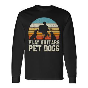 Play Guitars Pet Dog Retro Music Guitarist Animal Lover Long Sleeve T-Shirt | Seseable UK