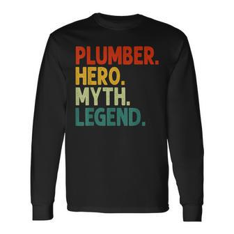 Plumber Hero Myth Legend Retro Vintage Klempner Langarmshirts - Seseable