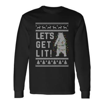 Polar Bear Lets Get Lit Xmas Ugly Christmas Long Sleeve T-Shirt - Monsterry DE