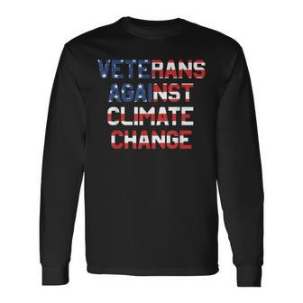 Political Veterans Against Climate Change W Us Flag Men Women Long Sleeve T-shirt Graphic Print Unisex - Seseable