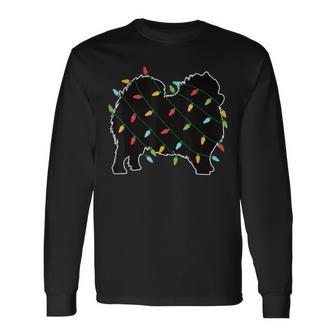 Pomeranian Lichterkette Weihnachtsmotiv Hund Weihnachten Langarmshirts - Seseable