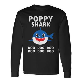 Poppy Shark Doo Doo Doo Fathers Day Poppy Long Sleeve T-Shirt - Seseable