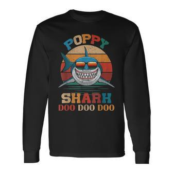 Poppy Shark Doo Doo Doo Fathers Day Long Sleeve T-Shirt - Seseable