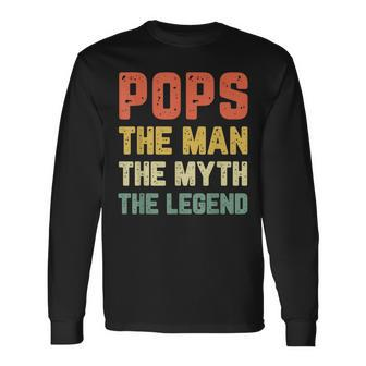 Pops The Man The Myth The Legend Vintage Christmas Long Sleeve T-Shirt - Seseable