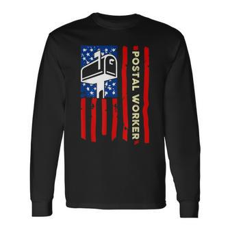 Postal Worker Patriotic Us Post Mail Carrier Long Sleeve T-Shirt - Seseable