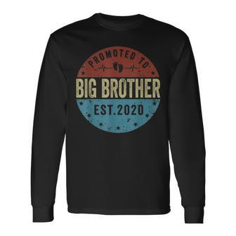 Promoted To Big Brother Est 2021 Fathers Day Long Sleeve T-Shirt - Seseable