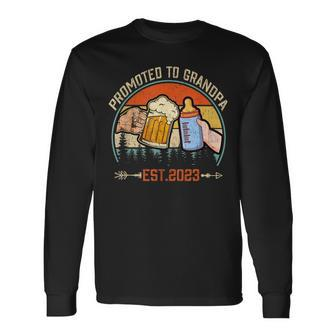 Promoted To Grandpa 2023 For New Grandpa Long Sleeve T-Shirt - Seseable