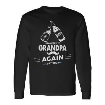 Promoted To Grandpa Again 2023 Pregnancy Announcements Long Sleeve T-Shirt T-Shirt | Mazezy