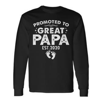 Promoted To Great Papa 2021 Fathers Day Grandpa Daddy Long Sleeve T-Shirt - Seseable