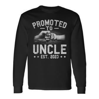 Promoted To Uncle 2023 For First Time Uncle New Uncle Long Sleeve T-Shirt T-Shirt | Mazezy