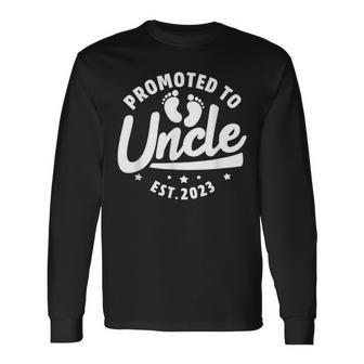 Promoted To Uncle Est 2023 Pregnancy Baby Announcement Long Sleeve T-Shirt - Seseable