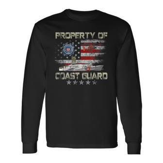 Property Of US Coast Guard Uscg Military Family Gift Men Women Long Sleeve T-shirt Graphic Print Unisex - Seseable