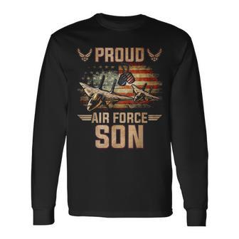 Proud Air Force Son Veteran Pride Long Sleeve T-Shirt - Seseable