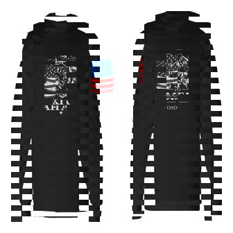 Proud Akita Dad American Flag Patriotic Dog Long Sleeve T-Shirt - Monsterry