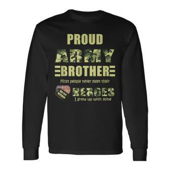 Proud Army Brother Oif Oef Veteran Men Women Long Sleeve T-shirt Graphic Print Unisex - Seseable
