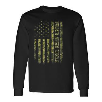 Proud Army Uncle American Flag Camouflage Military Long Sleeve T-Shirt - Seseable