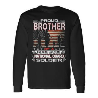 Proud Brother Of National Guard Soldier Military Sibling Long Sleeve T-Shirt - Seseable