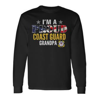 Im A Proud Coast Guard Grandpa American Flag Veteran Long Sleeve T-Shirt - Seseable