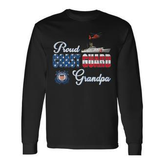 Proud Coast Guard Grandpa Us Military Fathers Day Men Long Sleeve T-Shirt - Seseable