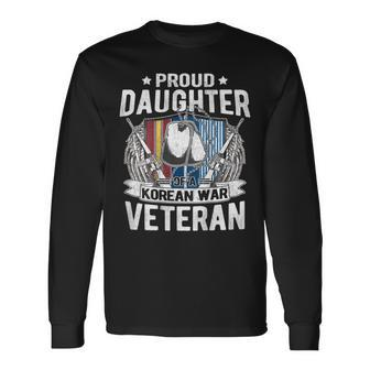 Proud Daughter Of A Korean War Veteran Dog Tag Military Gift Men Women Long Sleeve T-shirt Graphic Print Unisex - Seseable