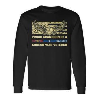 Proud Grandson Of A Korean War Veteran Military Vets Family Men Women Long Sleeve T-shirt Graphic Print Unisex - Seseable
