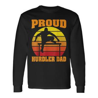 Proud Hurdler Dad Vintage Retro Sunset Track And Field Son Long Sleeve T-Shirt - Seseable