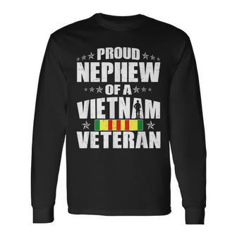 Proud Nephew Of A Vietnam Veteran - Military Veterans Family Men Women Long Sleeve T-shirt Graphic Print Unisex - Seseable