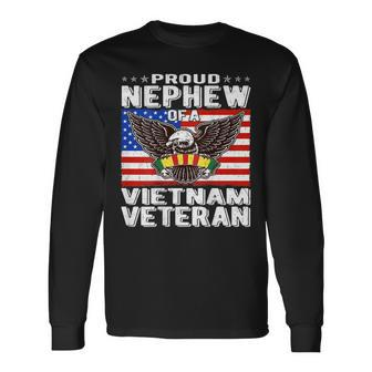 Proud Nephew Of Vietnam Veteran - Patriotic Military Family Men Women Long Sleeve T-shirt Graphic Print Unisex - Seseable