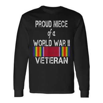Proud Niece Of A World War Ii Veteran Us Military Men Women Long Sleeve T-shirt Graphic Print Unisex - Seseable