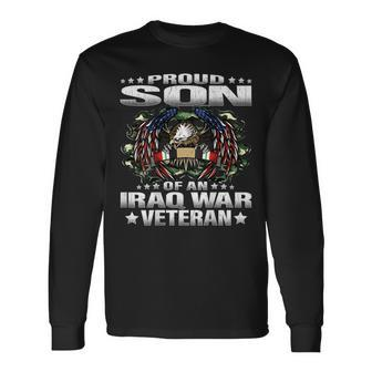 Proud Son Of An Iraq War Veteran Military Vets Child Gift Men Women Long Sleeve T-shirt Graphic Print Unisex | Seseable CA