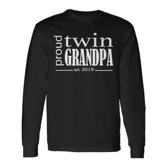 Proud Twin Grandpa Est 2019 Long Sleeve T-Shirt - Seseable
