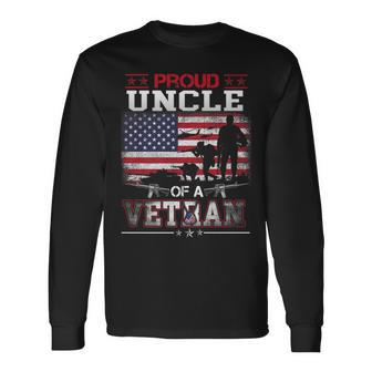 Proud Uncle Of A Veteran Vintage Flag Military Veterans Day Long Sleeve T-Shirt - Seseable