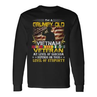 Proud Vietnam Veteran Grumpy Old Vietnam Veteran Men Women Long Sleeve T-shirt Graphic Print Unisex - Seseable