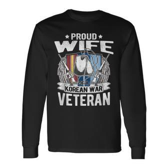 Proud Wife Of A Korean War Veteran Military Vet Spouse Gift Men Women Long Sleeve T-shirt Graphic Print Unisex - Seseable