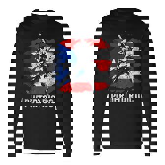 Puerto Rican Baseball Player Puerto Rico Flag Baseball Fans Long Sleeve T-Shirt | Mazezy